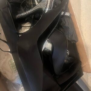 Brand new Venus slingback pumps. Satin with rhinstones